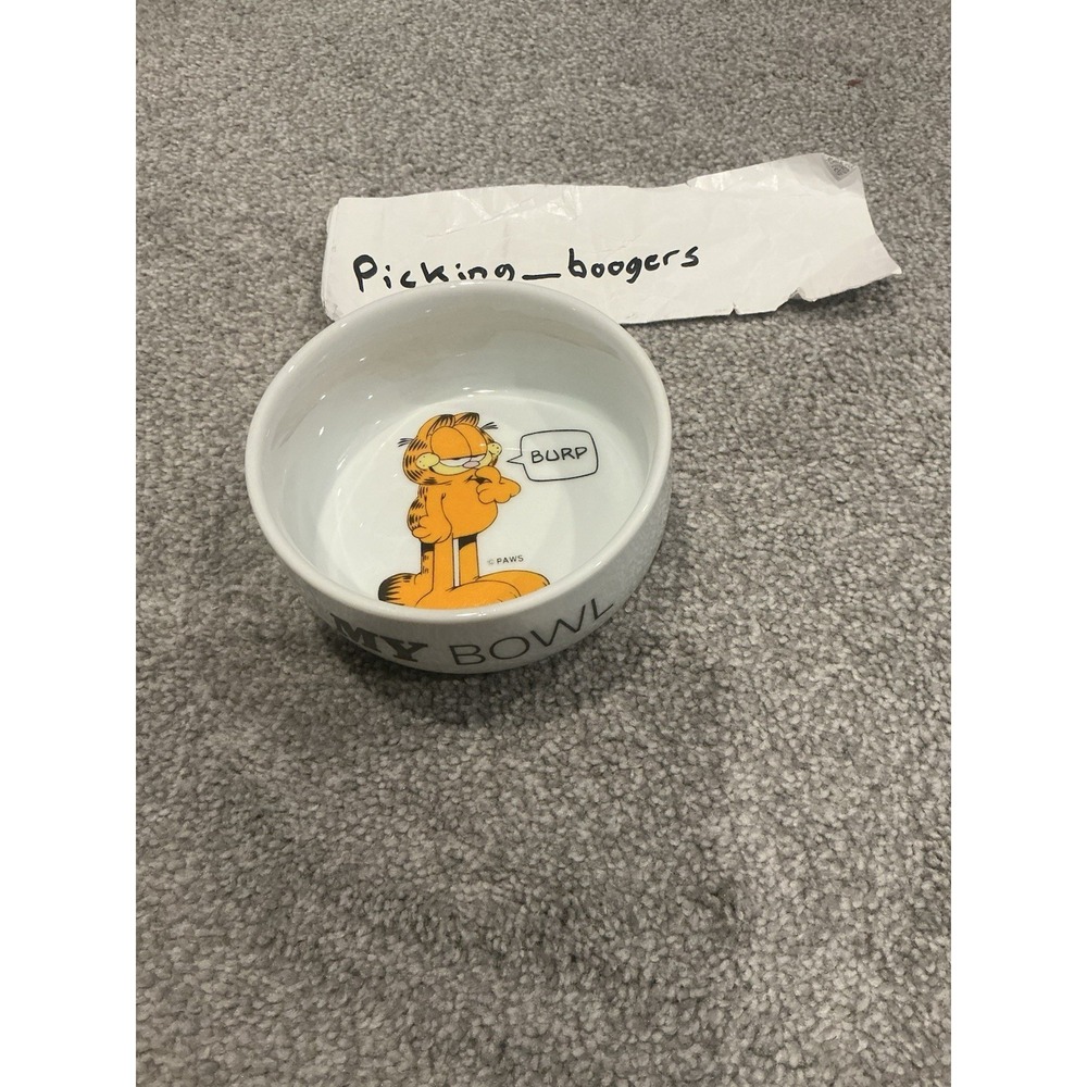 Paws Garfield My Bowl Burp Cat Dog Pet Food Water Dish 1983 Vintage Ceramic 4.5"